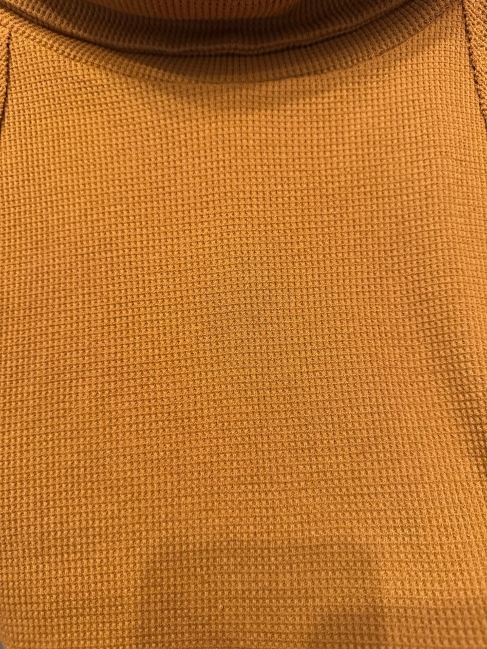 Anthropology XS Pilcro Angie mock neck cotton waffle knit yellow-brown tunic - Picture 4 of 13